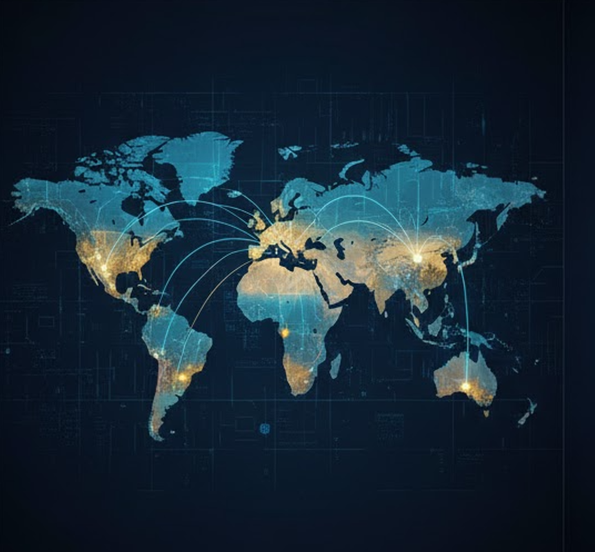 전 세계 주요 카지노 허브를 연결하는 디지털 월드 맵 및 네트워크