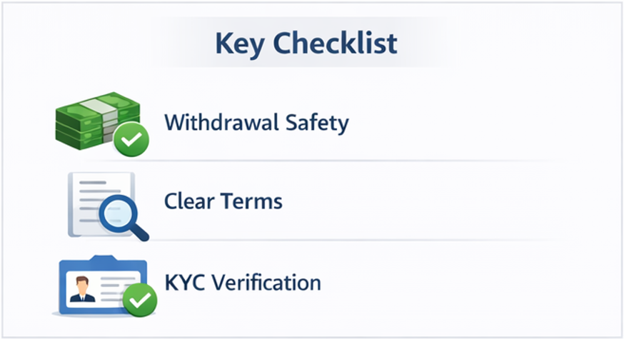 2026 카지노사이트 비교를 위한 출금·약관·KYC 핵심 체크리스트 요약 이미지